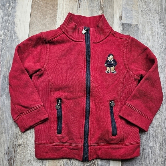 Teenie Weenie Full Zip light jacket Red Embroidery Teddy Bear - Picture 1 of 7